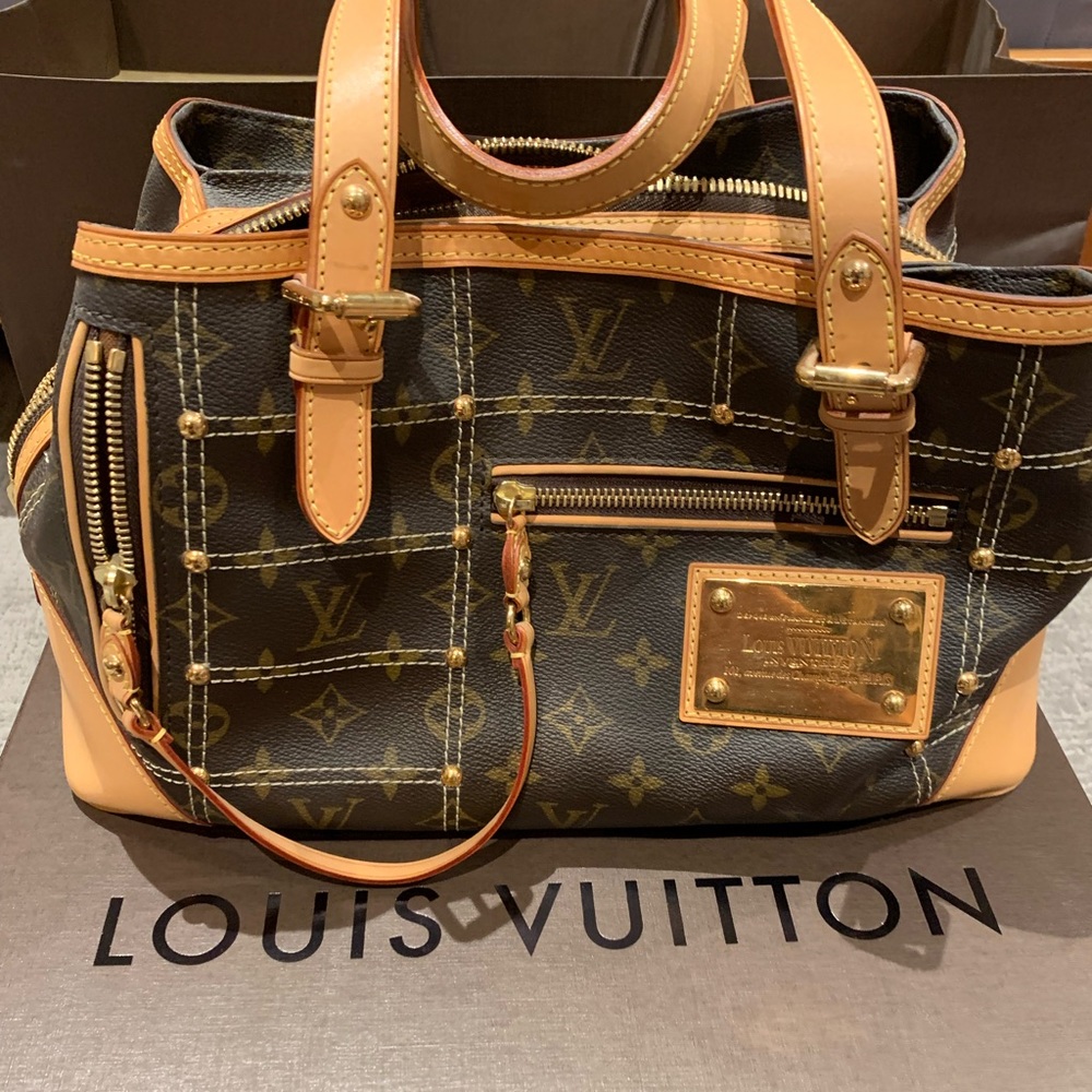 Louis Vuitton Limited Edition Riveting Brown & Gold Monogram Leather Tote M40140